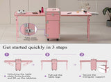 Portable Nail Table Desk, Foldable Rolling Manicure Table with Wheel, Makeup Train Case for Nail 09670232