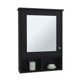 ZUN Medicine Cabinet 29" H, with 5 Shelves, 1 Door, and 1 Mirror, Black B097P250881