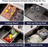 32 Gunmetal Black Workstation Kitchen Sink-32 x 19 Inch 16 Gauge Stainless Steel W1386P324794