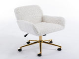 A&A Furniture Office Chair,Artificial rabbit hair Home Office Chair with Golden Metal W114392211