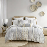 King/Cal King Cotton Printed Duvet Cover Set with Chenille B03596528