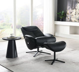 Black Motion Swivel Accent Chair with Ottoman B062P215445