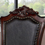 Majestic Traditional Set of 2pcs Side Chairs Brown Cherry Solid wood Faux Wood Carved Details Black B011108521