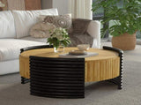 31.50" Modern Colorblocked Striped Coffee Table with Flip Top Storage Coffee Table - Natural Wood W757P383553