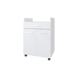 FM FURNITURE Burnside Kitchen Cart with 2 Doors and 1 Drawer, White B128P301404