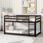 ZUN Solid Wooden, Solid Rubber Wooden Twin over Twin Loft Bed with Ladder, with Bed Platform of W504P191669