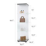 ZUN Glass Display Cabinet 4 Shelves with Door, Floor Standing Curio Bookshelf for Living Room Bedroom W1806P197872