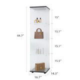 ZUN Glass Display Cabinet 4 Shelves with Door, Floor Standing Curio Bookshelf for Living Room Bedroom W1806P197872