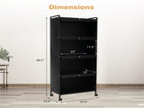 5-Tier Rolling Microwave Stand Flip Dust-Proof Doors 4 Casters with Brakes Kitchen Storage Rack 85133161