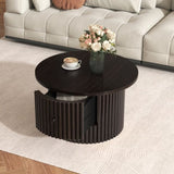 Round Coffee Table for Living Room in Dark Brown, Farmhouse Coffee Table a Drawer, Center Table N735P242922D