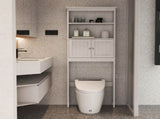 Over The Toilet Rack 2 -Tier Toilet Bathroom Spacesaver Storage Shelf with 2 Doors Wood Storage W282P423742