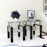 Set of 2, Modern Tempered Glass Tea Table Coffee Table End Table, Square Table for Living Room, W241104200