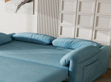 Sofa Showcase 54" Velvet Blue Sofa Bed A Dual-Purpose Living Room Gem with a Retractable Bed W3371P302132