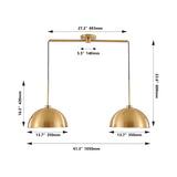 ZUN Industrial Modern Copper Color Double Pendant Light – Adjustable Ceiling Hanging Lamp with Bright W1340P251922