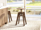 Spencer Minimalist Oak Wood Adjustable Bar Counter Stool, Walnut Brown Oak Wood B2719P252308