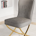 ZUN Dining Set of 2, grey velvet Backrest and golden Metal legs.For Modern Kitchen Dining Room W1727P195279