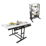 Solid Mahogany Wood Multifunction Convertible Dining Table,Free Switch Space Saving Table Shelf for W760123752