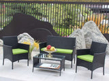 4 PC Rattan Patio Furniture Set Outdoor Patio Cushioned Seat Wicker Sofa W20985038