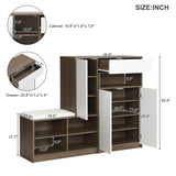 ZUN ON-TREND 2-in-1 Shoe Storage Bench & Shoe Cabinets
, Multi-functional Shoe Rack with Padded Seat, WF314405AAK