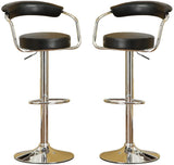Contemporary Style Black Bar Stool Counter Height Chairs Set of 2 Adjustable Swivel Kitchen Island HS00F1559-ID-AHD