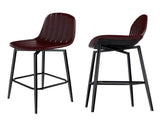 Modern Bar Stools with Swivel Mechanism, PU Padded Seats with Back Support & Metal Legs Ideal for W2699P358874
