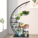 5 Layers Semicircle Iron Wood Suitable For Garden Balcony Patio Lawn Home Decoration Plant Stand 56044277