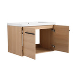 ZUN LEVISTAR oak 30 Inch Bathroom Vanity with resin Countertop Sink, 2 Doors Bathroom Cabinet Set W1972P165043