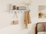 Wall Mount Coat Rack with Shelf - 31.5"x5.5"x8", 6 Hooks & 110LBS Capacity 95484208