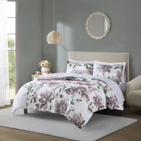 ZUN King Floral Comforter Set with Bed Sheets B035128921