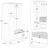 ZUN Stylish Design Hall Tree with Flip-Up Bench, Minimalist Hallway Shoe Cabinet with Adjustable 93546204