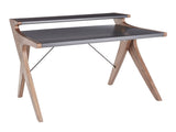 Archer Contemporary Desk in Walnut Wood with Grey Wood Top B202P223955