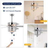 52'' Classical Crystal Ceiling Fan Lamp 5 Reversible Blades for Living Room, Dining Room, Bedroom, W1592P164710