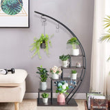 5 Layers Semicircle Iron Wood Suitable For Garden Balcony Patio Lawn Home Decoration Plant Stand 56044277