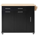 K&K Kitchen Island with Drop Leaf, Kitchen Storage Cart with 3 Tier Pull Out Cabinet Organizer, WF531421AAB
