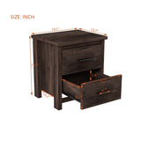 ZUN Vintage Two Drawer Nightstand, Simple and Generous Storage Space,Dark Walnut 96929255