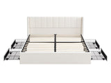 Large-capacity upholstered storage bed with drawers,Beige,Queen N769P385612B