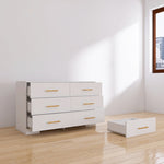 ZUN White color Large 6 drawers chest of drawer dressers table with golden handle W1320110986
