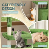 36in Cat Tree with Leaves, Multi-level Cat Tower with Cat Scratching Post, Cozy Cat Condo, Padded 31989502