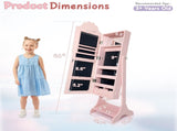 Pink, heart-shaped, MDF, spray-painted, 1-door, 1-shelf children's jewelry and mirror cabinet 11868552