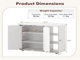 Adjustable Shelf Shoe Cabinet, 2-Door Enclosed 3-Tier Open Storage Organizer for Entryway-White 34855833