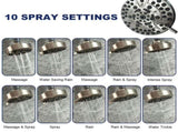 High-Pressure Rain Shower Head With 10 Spray Modes, 4.7 inch Fixed Bathroom Rainfall Showerhead With 22542635
