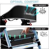Foldable Rollator Walkers with Seat for Seniors, 450 lb Capacity, 8" Wheels, 18" Big Seat, T3815P361059