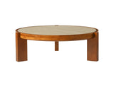 31.5" Round Coffee Table, Solid Wood Frame Coffee Table with Sintered Stone Tabletop, MidCentury W3158P534694
