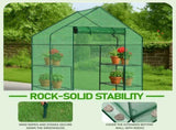 Mini Walk-in Greenhouse with PE Cover, 4-Shelf Indoor Outdoor Plant Gardening Green House for Garden 35710700