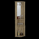 ZUN Chicago 75" H Mirrored Corner Bar Cabinet, With Glass Doors, Two Shelves and Stemware B200P239804