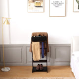 Black Portable Garment Rack,Clothes Valet Stand with Storage Organizer W76056838