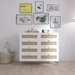 ZUN White Color 8 Drawers Chest of Drawers with Rattan Drawer Face Golden Legs and Handles W2139142764