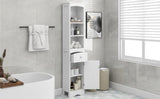 ZUN Tall Bathroom Cabinet, Freestanding Storage Cabinet with Drawer, MDF Board, Adjustable Shelf, White 18363202