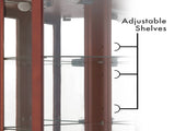 6 Shelf Corner Curio Display Cabinet with Lights, Mirrors and Adjustable Shelves, Cherry 99490585