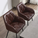 Dining Set of 2, Upholstered Kitchen with Comfortable Seat, Faux Leather Vintage W3112P262571